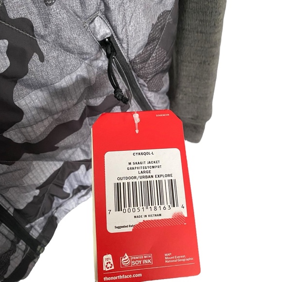 NWT The North Face Skagit Graphite Gray Camo Puffer Quilted Jacket Mens Large - Picture 3 of 7
